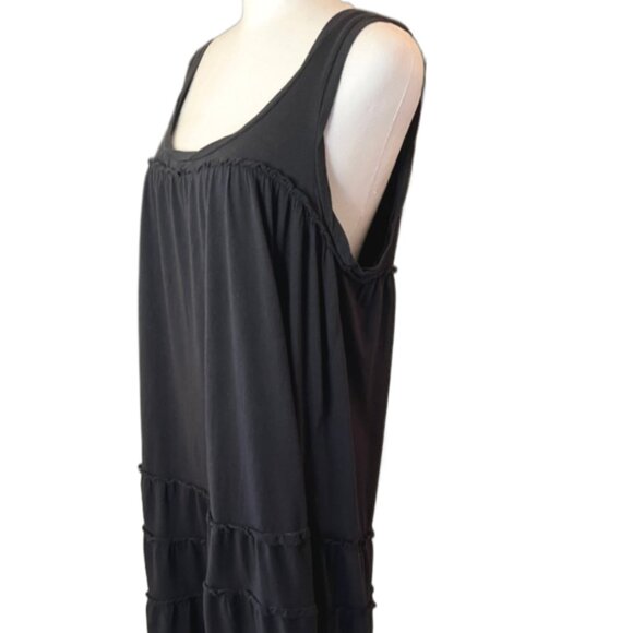 Hi Line Black Ruffle Loose Fit Sleeveless Mini Babydoll Dress Size Small - Picture 5 of 7